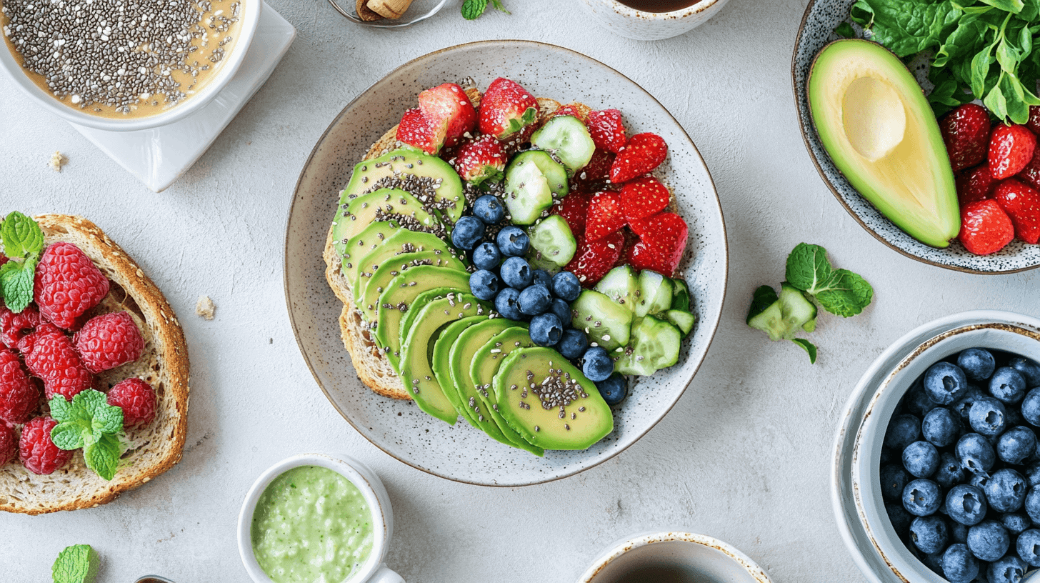 healthy breakfast ideas flat-lay