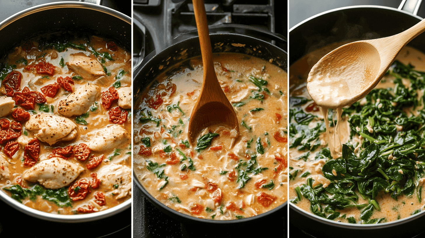 A steaming bowl of creamy Marry Me Chicken Soup with shredded chicken, sun-dried tomatoes, and Parmesan, served in a rustic ceramic bowl.