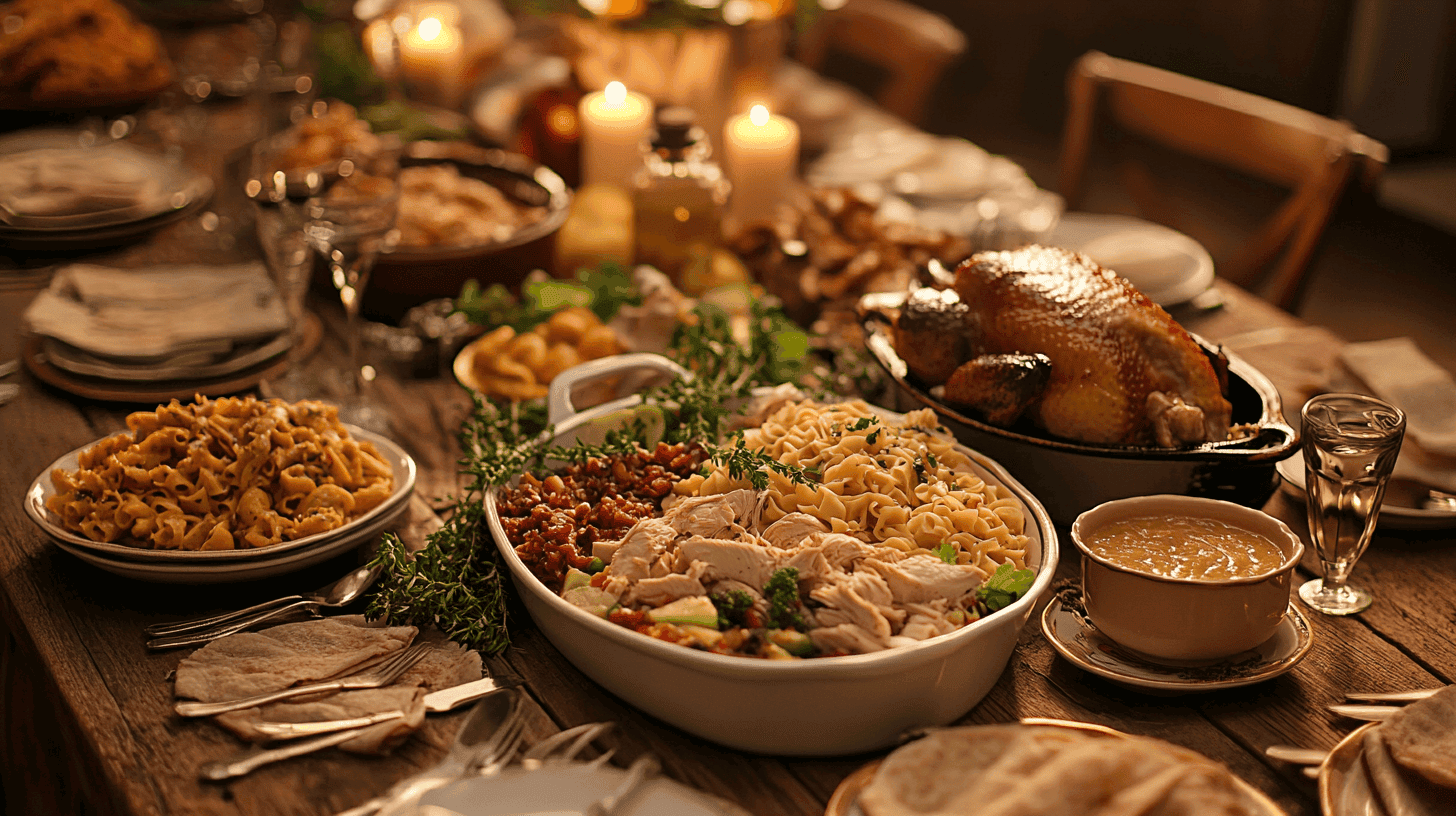 Delicious leftover rotisserie chicken recipes displayed on a rustic table