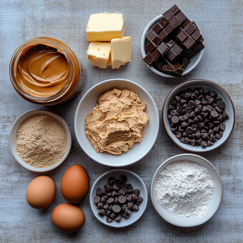 Ingredients for Peanut Butter Chocolate Chip Cookies
