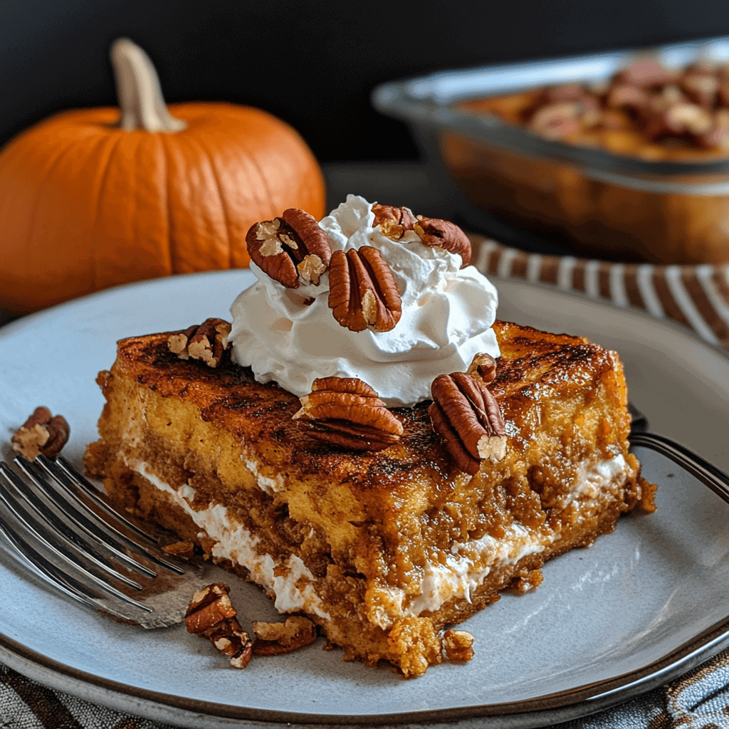 Serving Pumpkin French Toast Casserole