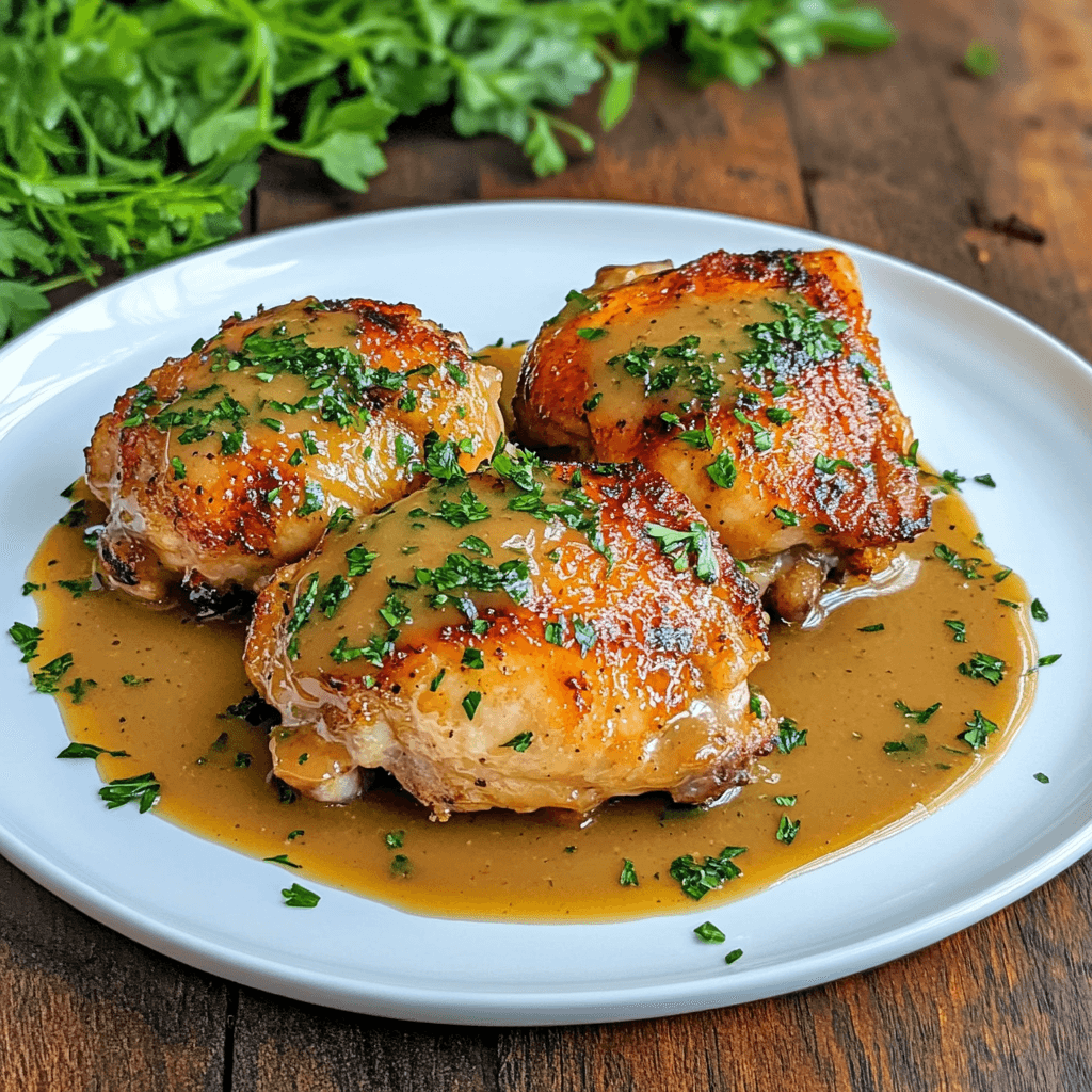 easy air fryer chicken and gravy recipe plated and drizzled with homemade gravy