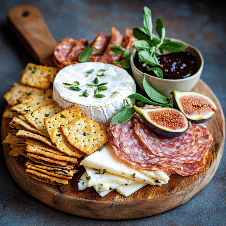 charcuterie board with sourdough discard crackers