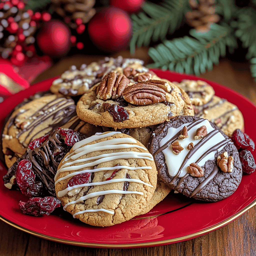 holiday chocolate pecan cookie tray