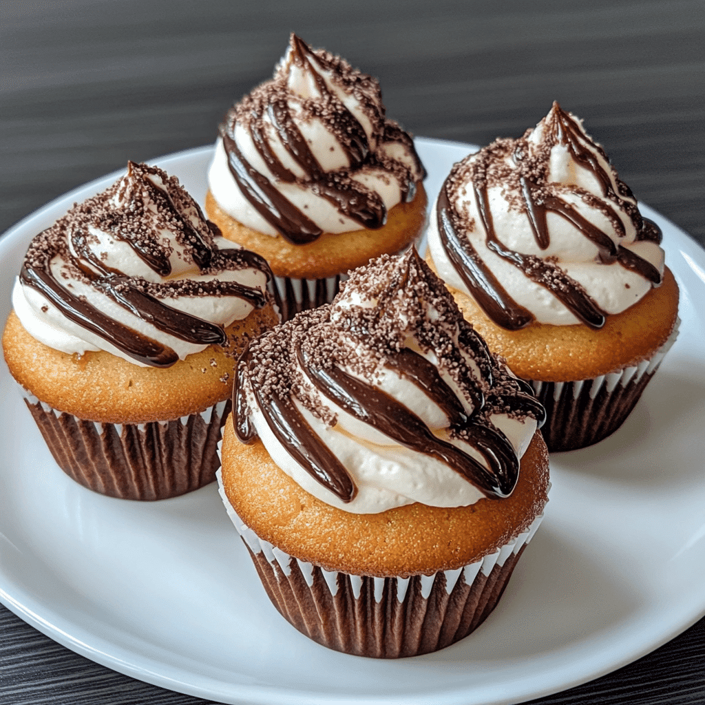 Mini zebra cake cupcakes with cream topping