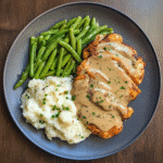 served plate of easy air fryer chicken and gravy recipe