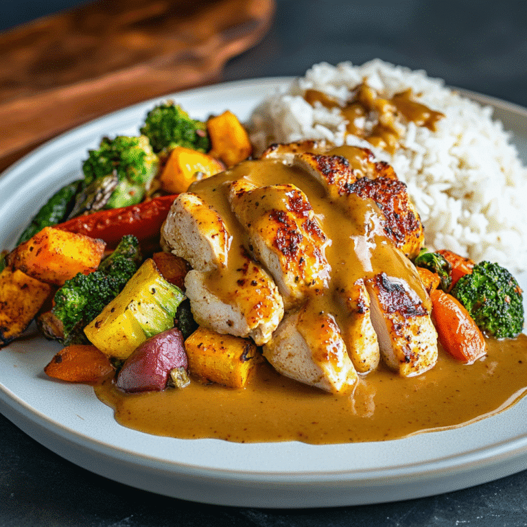 Gravy chicken served with rice