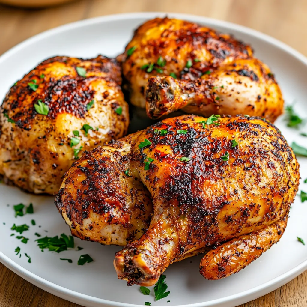 Air fryer chicken with gravy in basket with crispy golden skin